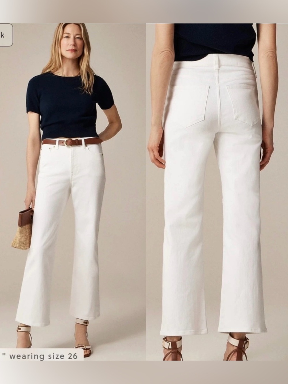 J.Crew '96 Kick Out High Rise Crop Flare Jeans White Size 32 RE-96-PFD 14 L/XL